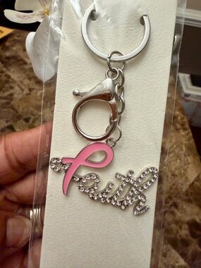 Pink Faith Rhinestone Bag-charm Keychain Charm